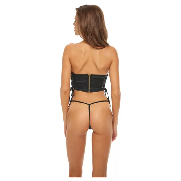 Bombshell - corset court léopard avec string - noir - M