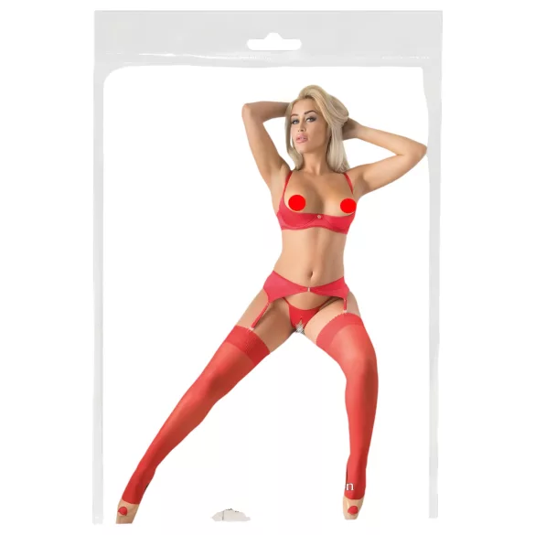 Cottelli - Bas autofixants en dentelle - Rouge