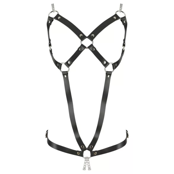 ZADO - harnais corporel cuir à chaînes - noir - S-L