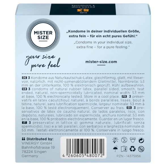 Mister Size - préservatif fin 53mm - boîte de 3