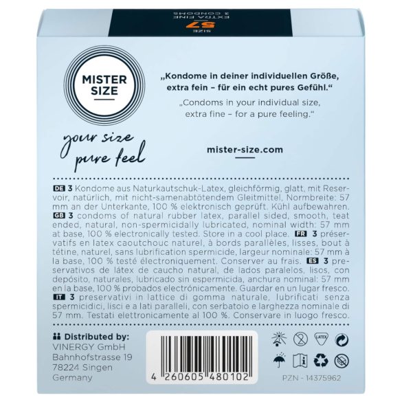 Mister Size - préservatif fin - 57mm - boîte de 3