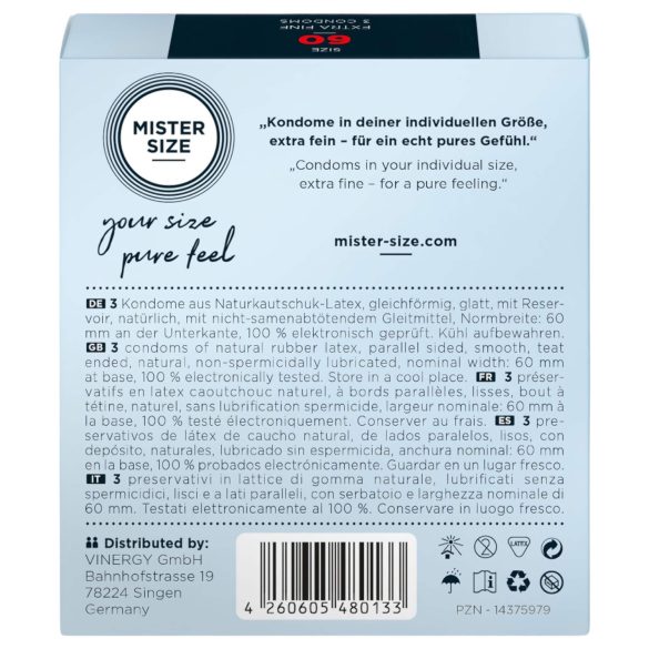 Mister Size - préservatif fin - 60mm - pack de 3