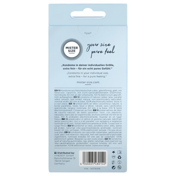 Mister Size - préservatif fin - 60 mm - boîte de 10