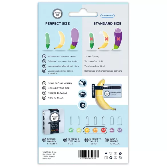 Mister Size - Préservatif échantillon avec mesureur pénis - 3 pièces