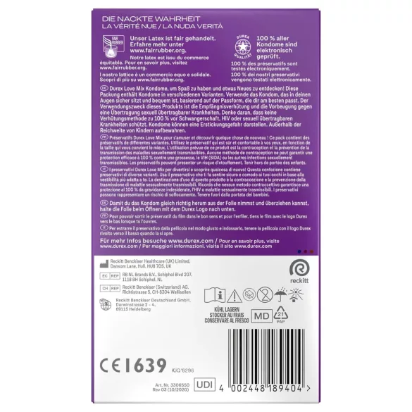 Durex Love Mix - préservatifs assortis - pack de 18