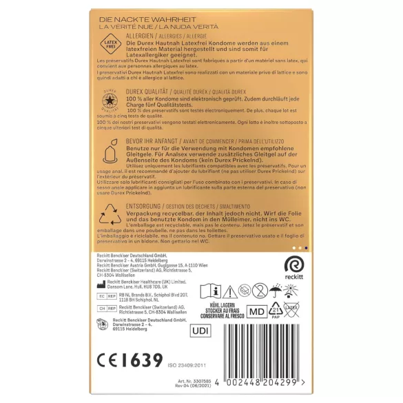 Durex Hautnah - préservatif sans latex - boîte de 10