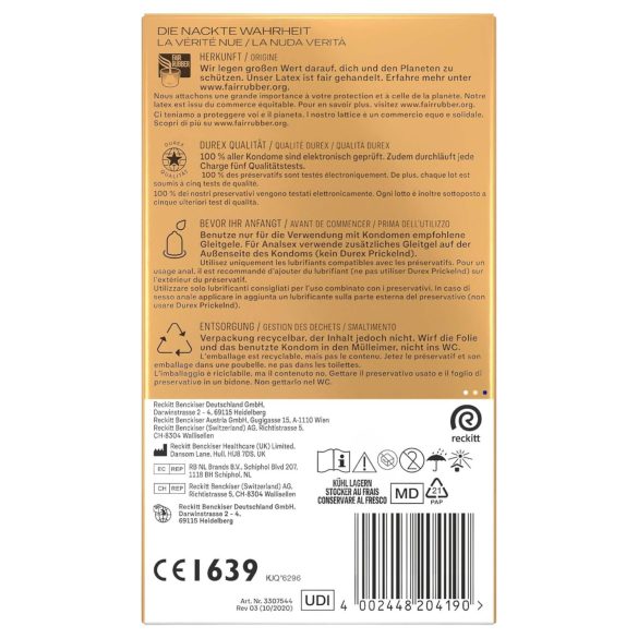 Durex - Préservatifs XXL - ultra fins - grande taille - boîte de 10