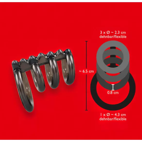 Bad Kitty - cockring quad à picots - silicone