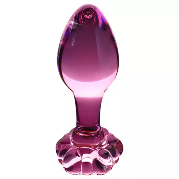 Icicles No. 48 - plug anal en verre avec fleurs - rose