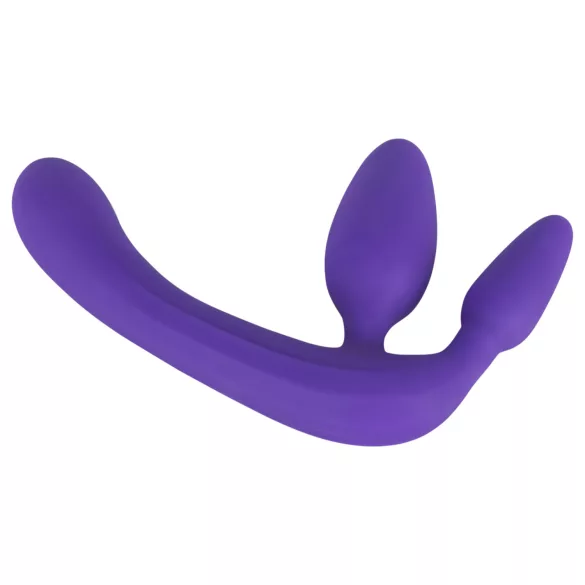 Triple - gode sans harnais - silicone violet