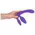 Triple - gode sans harnais - silicone violet