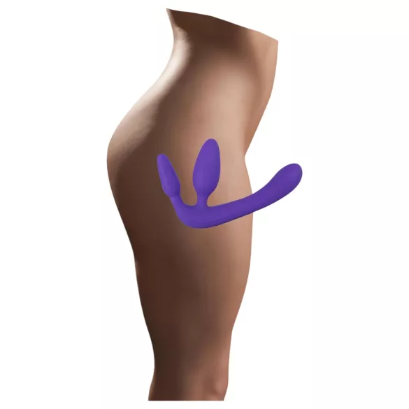Triple - gode sans harnais - silicone violet