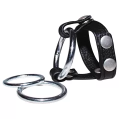 Bad Kitty - cockring et anneau testicules - cuir noir