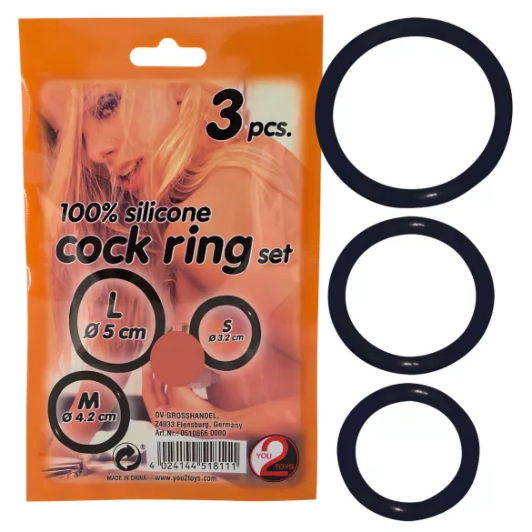 You2Toys - Anneaux péniens silicone lot de 3 - noir