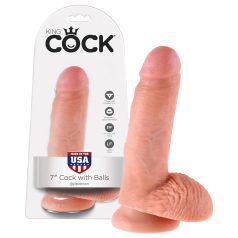   King Cock - godemichet réaliste avec testicules - 18 cm - couleur chair