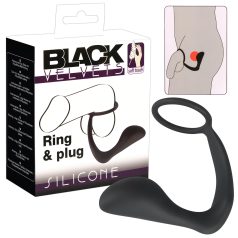   Black Velvets - plug anal avec anneau pénien - silicone noir