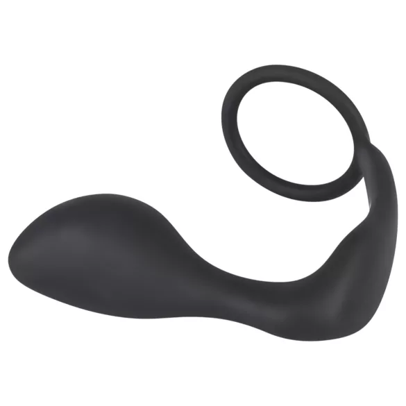 Black Velvets - plug anal avec anneau pénien - silicone noir