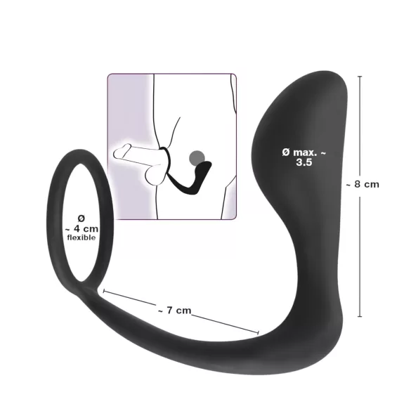 Black Velvets - plug anal avec anneau pénien - silicone noir
