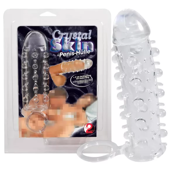 Crystal Skin - gode pénis - anneau intégré - silicone transparent