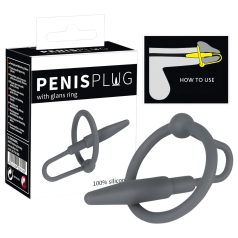   Penisplug - dilatateur urétral conique avec anneau gland - silicone gris