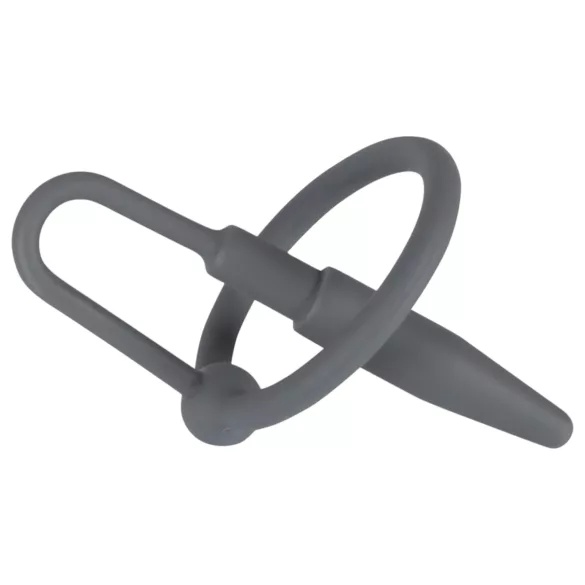 Penisplug - dilatateur urétral conique avec anneau gland - silicone gris