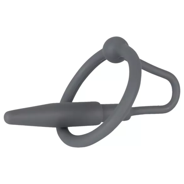 Penisplug - dilatateur urétral conique avec anneau gland - silicone gris