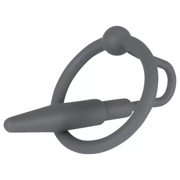 Penisplug - dilatateur urétral conique avec anneau gland - silicone gris
