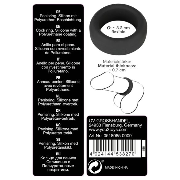 Black Velvets - anneau pénien épais - silicone noir 3,2 cm