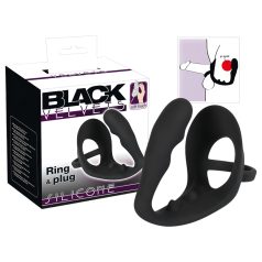   Black Velvets - plug anal avec anneau pénis et testicules - silicone noir