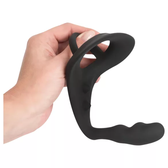 Black Velvets - plug anal avec anneau pénis et testicules - silicone noir