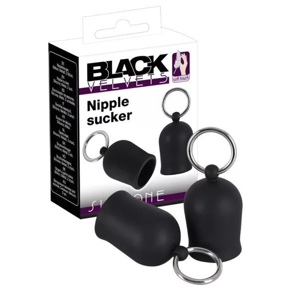 Black Velvets - pompe à tétons avec anneaux métalliques (noir)