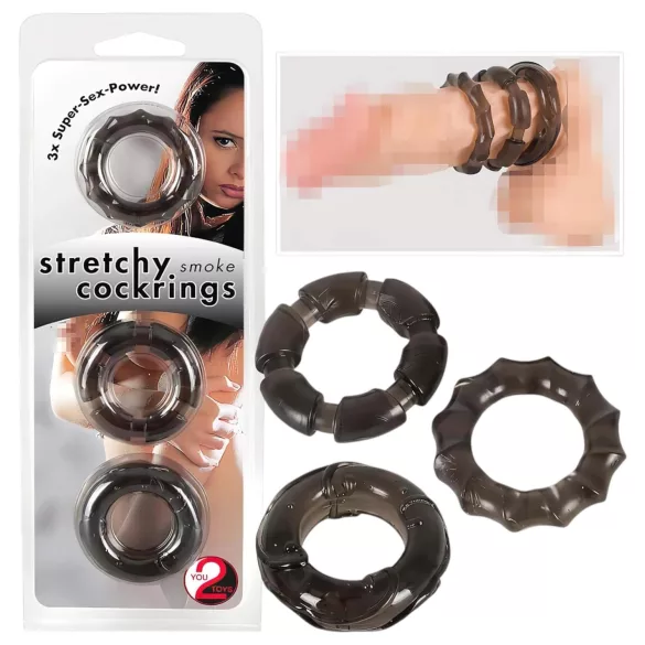 You2Toys - Set de bagues péniens variées - silicone gris (3 pièces)