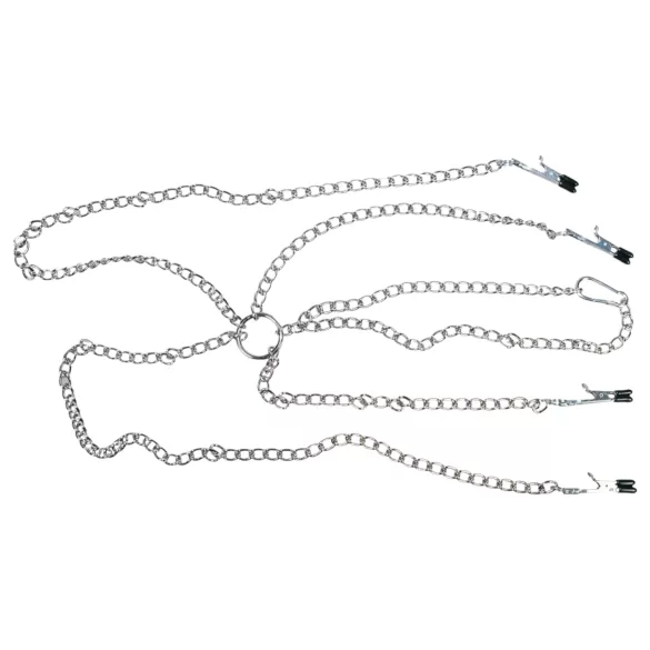 Chaîne sexe - pince-tétons pour femme - métal