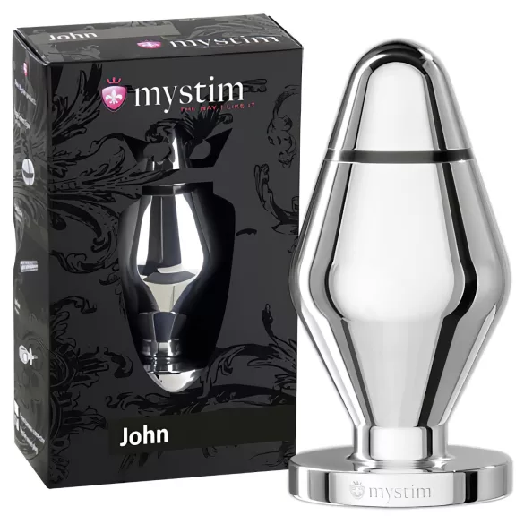 mystim Little John - plug anal électrique - grande taille - argenté