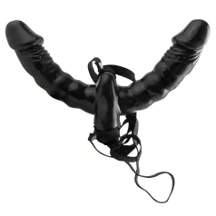 Fetish - gode ceinture double vibrant - silicone noir