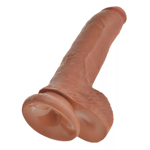 King Cock - gode réaliste avec testicules - 23 cm - brun