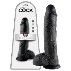 King Cock - gode réaliste avec testicules 25 cm - noir