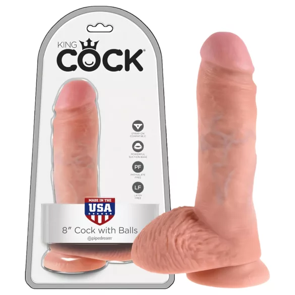 King Cock - gode réaliste 20 cm - gros testicules - couleur chair