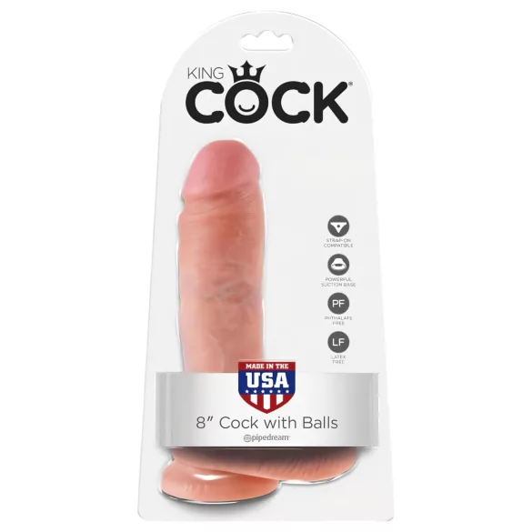 King Cock - gode réaliste 20 cm - gros testicules - couleur chair