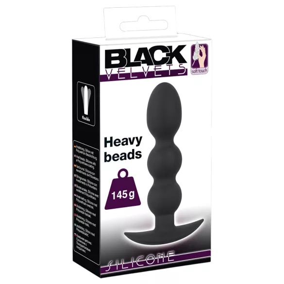 Black Velvets - plug anal à boules lesté 145g - silicone noir