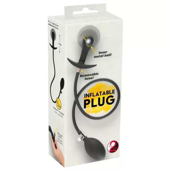 You2Toys - plug anal à billes gonflable - silicone noir