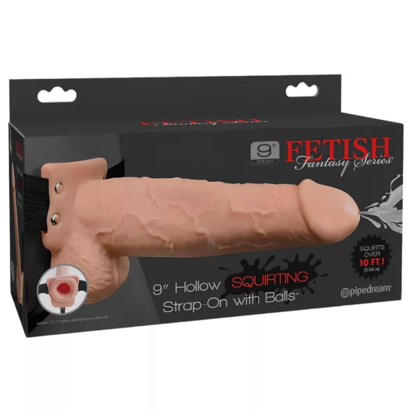 Fetish Strap-On 9 - gode ceinture creux éjaculateur - réaliste beige