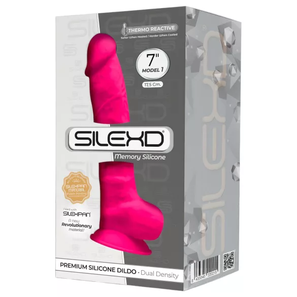 Silexd 7 - gode ceinture ventouse avec testicules - 17,5 cm - rose