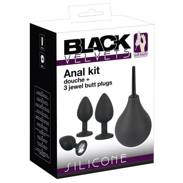 Black Velvets - set plug anal - 4 pièces - silicone noir