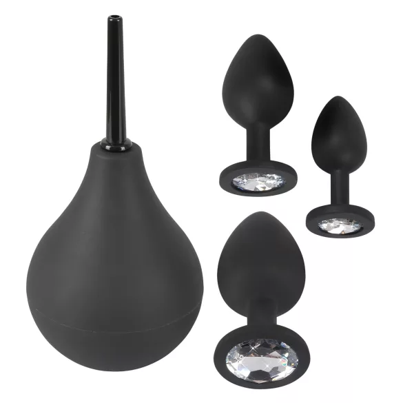 Black Velvets - set plug anal - 4 pièces - silicone noir