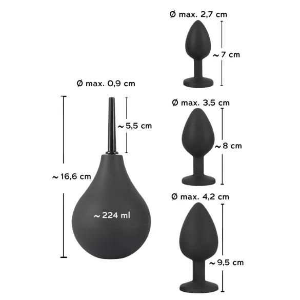 Black Velvets - set plug anal - 4 pièces - silicone noir