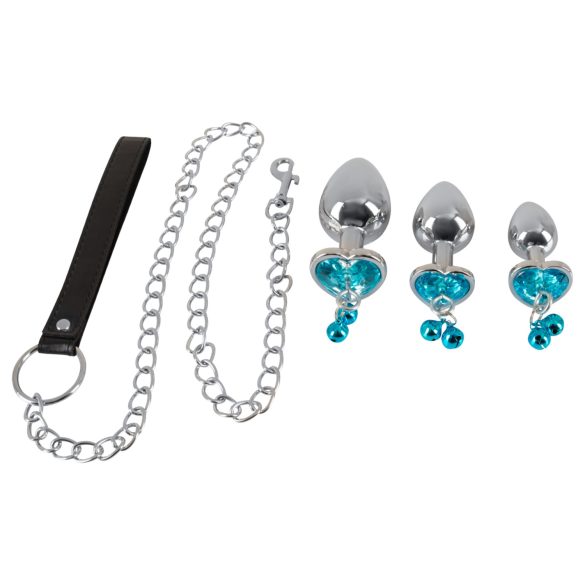 Ensemble de Plugs You2Toys - Set de plugs anaux + Laisse (argent)