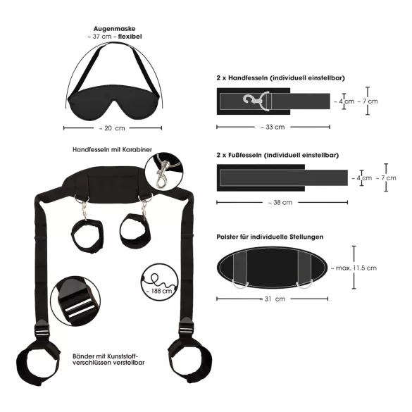 Bad Kitty - kit de menottes cou-poignets-chevilles - noir