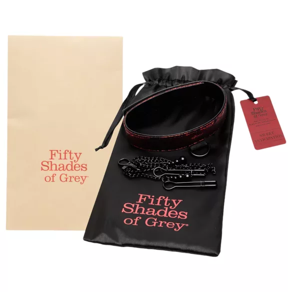 Fifty Shades of Grey - collier et pinces tétons - noir et rouge