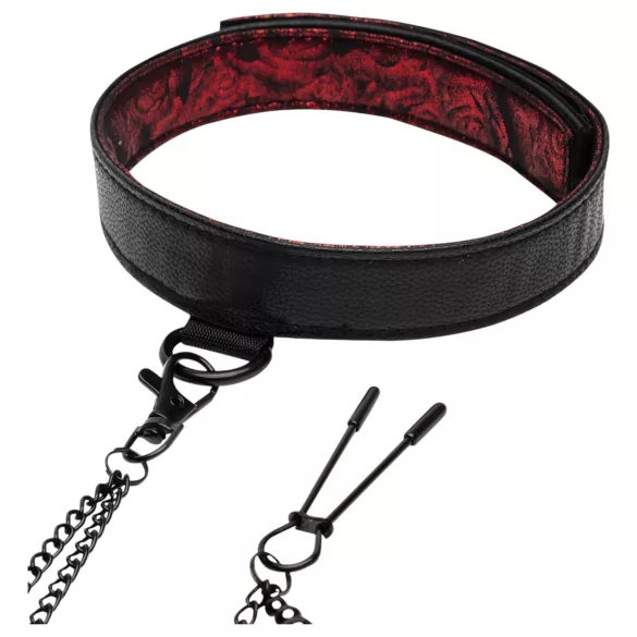 Fifty Shades of Grey - collier et pinces tétons - noir et rouge